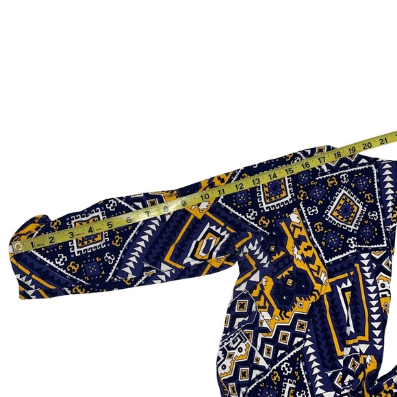 Lucky Brand Geometric/Aztec 3/4 Sleeve Surplice V-Neck Faux Wrap Mini Dress Sz L - Picture 12 of 15